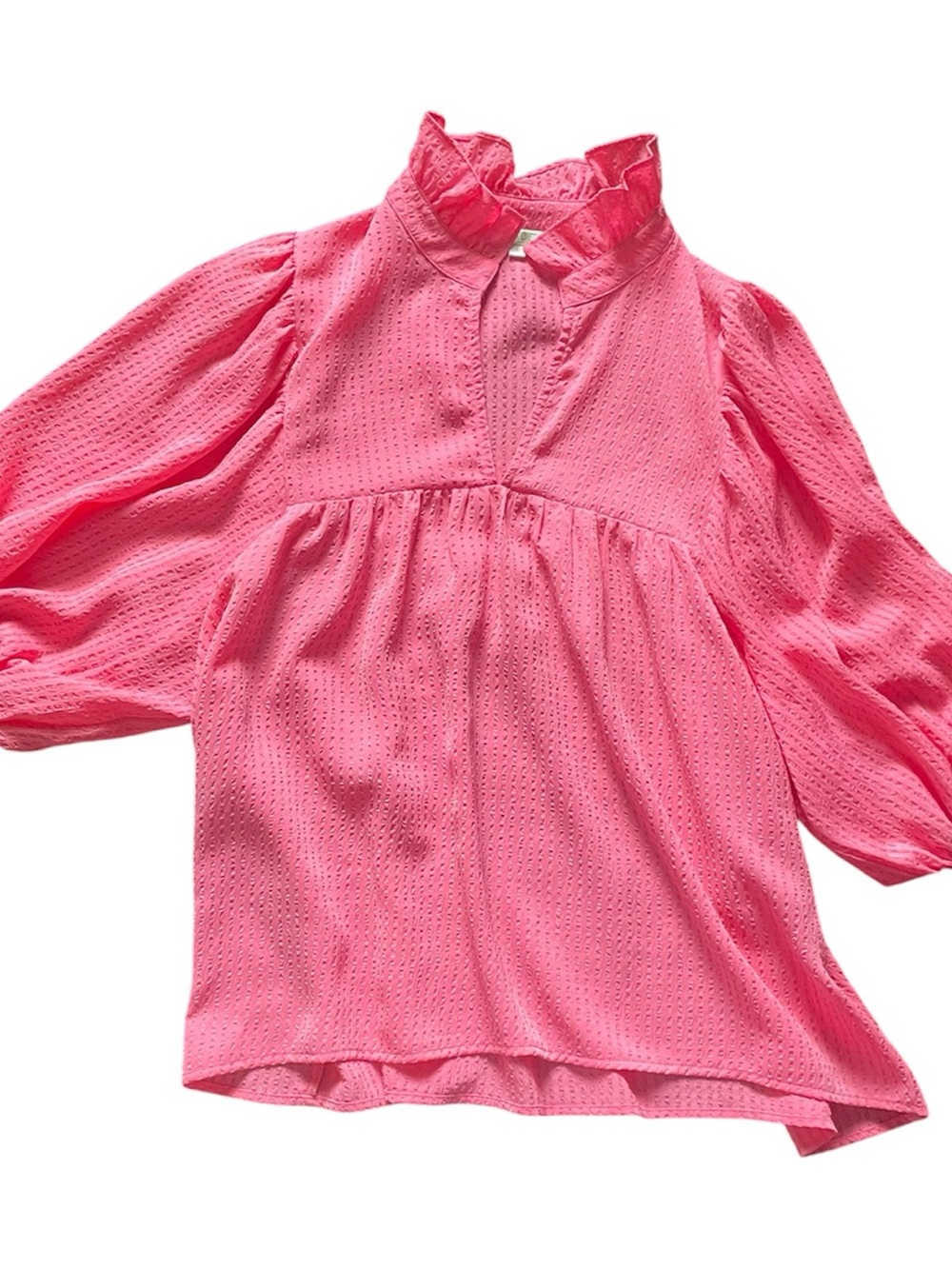 JADE Pink Ruffle-Neck Peasant Top